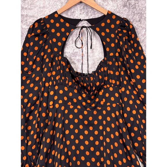 For Love & Lemons Dress Small Womens Black Polka Dot Satin Cutout Mini - Picture 2 of 11